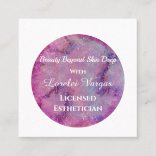 Eleganter Pink Lila Watercolor Östhetician & QR Quadratische Visitenkarte