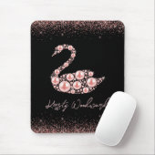 Eleganter Pink Pearl Swan auf schwarzem Hintergrun Mousepad (Mit Mouse)