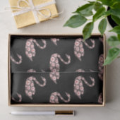 Eleganter Pink Pearl Swan auf schwarzem Hintergrun Seidenpapier (Geschenk)