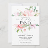 Eleganter Pink Peony Floral Calligraphy Geburtstag Einladung (Vorderseite)