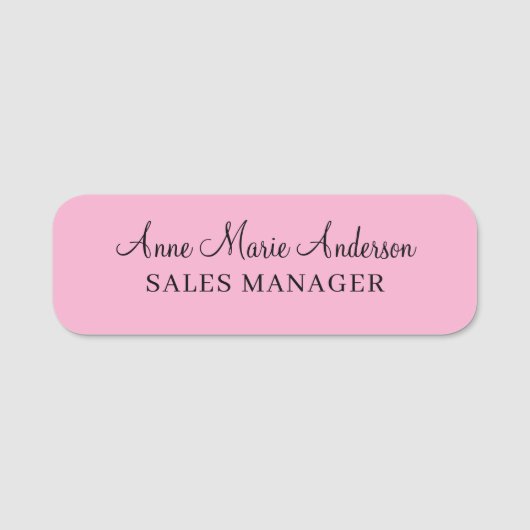 Eleganter Pink professioneller Name Namensschild (Vorderseite)