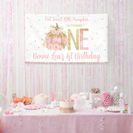 Eleganter Pink Pumpkin 1. Geburtstag 1 Hintergrund Banner