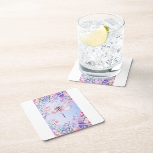 Eleganter Pink-Rosa-Dragonfly-Untersetzer Rechteckiger Pappuntersetzer (Vor Ort)