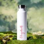 Eleganter Pink Script Individuelle Name Mit Monogr Trinkflasche<br><div class="desc">Entwerfen Sie Ihre eigene, personalisierte, coole, schicke, stilvolle, elegante, gürtelrosa Typografie-Schrift, klassisch weiß, strahlungssicher, Edelstahl, kondensationsresistentes Äußeres, mit Monogramm matt schwarz haltbar Doppelwand Thor Copper Vacuum Insulated Bottle, die Getränke 12 Stunden lang heiß behalte oder 48 Stunden kalt. Geben Sie einfach Ihren Namen / Kindernamen / Familienname / Firmennamen ein,...</div>