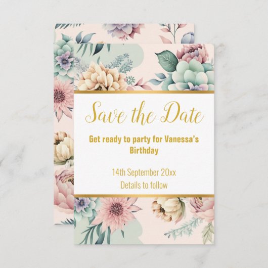 ELEGANTER PINK SPRING FLORAL RESPONSE RSVP CARD (Vorne/Hinten)