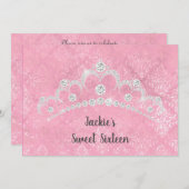 ELEGANTER PINK UND DIAMONON 16 . GEBURTSTAG EINLADUNG (Vorne/Hinten)