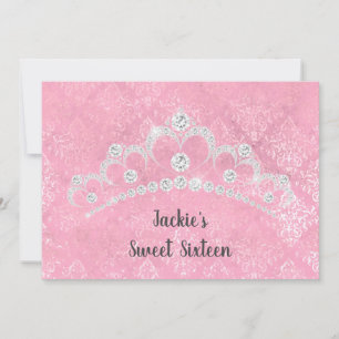 ELEGANTER PINK UND DIAMONON 16 . GEBURTSTAG EINLADUNG