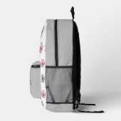 ELEGANTER PINK UND Graue BLUME INDIVIDUELLE NAME Bedruckter Rucksack (Rechts)