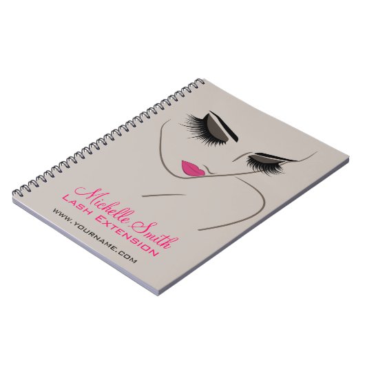 Eleganter Pink und Gray Lash Extension Schönheitss Notizblock (Linke Seite)