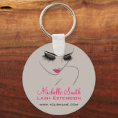 Eleganter Pink und Gray Lash Extension Schönheitss Schlüsselanhänger (Vorderseite)