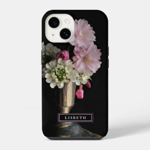 Eleganter Pink und White Floral iPhone Case 14 Hülle