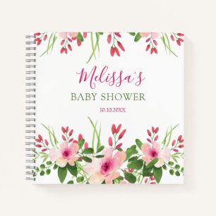 Eleganter Pink Watercolor Floral Baby Shower Guest Notizblock