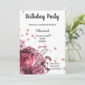 ELEGANTER PINK WHITE FLORAL GEBURTSTAG 2 EINLADUNG (Stehend Vorderseite)