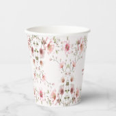 Eleganter Pink White Floral Paper Cup Pappbecher (Vorderseite)