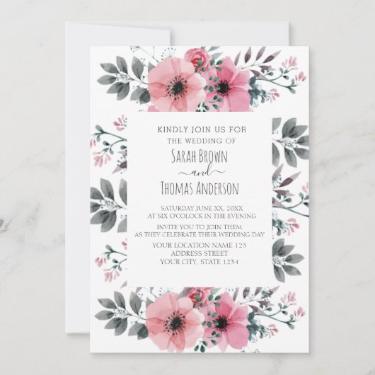 ELEGANTER PINK & WHITE INVITE EINLADUNG (Vorderseite)