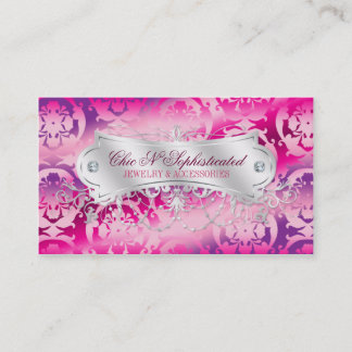 Eleganter pinkfarbener Lavendel-Damast-Strudel Visitenkarte