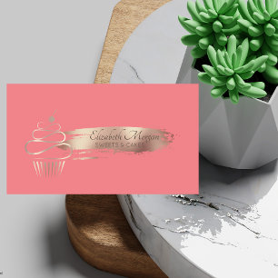 Eleganter Pinselstrich, Cupcake, Süßigkeiten Visitenkarte