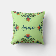 Eleganter Pistachio Green Floral Individuelle Name