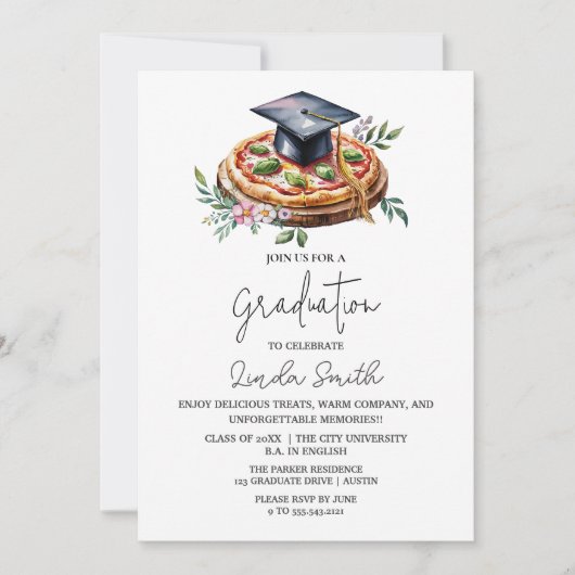 Eleganter Pizza-Abschluss Einladung (Vorderseite)