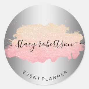 Eleganter Planer für moderne Rose aus Gold und Gol Runder Aufkleber