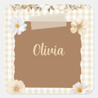 Eleganter Planer mit Akzenten für weiche Briefmark Quadratischer Aufkleber