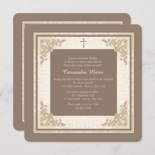 Eleganter Platz Einladung (Vorne/Hinten)