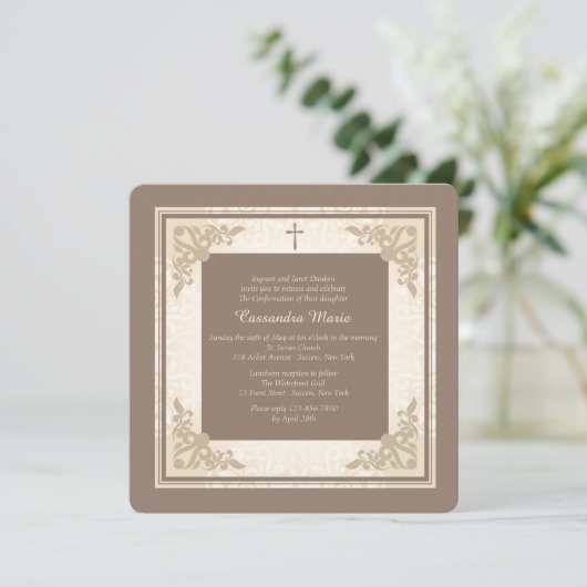 Eleganter Platz Einladung (Stehend Vorderseite)