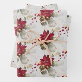 Eleganter Poinsettia & Eukalyptus Glitzer Weihnach Geschenkpapier Set (Beispiel)