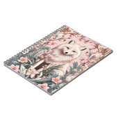 Eleganter Polarfuchs Rosa Blumen Notizblock (Linke Seite)