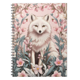 Eleganter Polarfuchs Rosa Blumen Notizblock