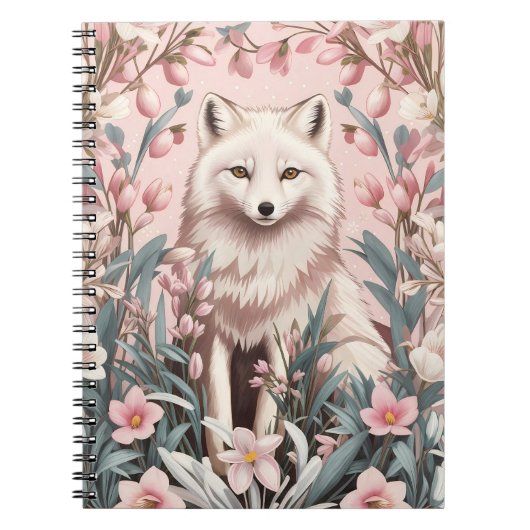 Eleganter Polarfuchs Rosa Blumen Notizblock (Vorderseite)