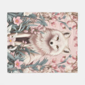 Eleganter Polarfuchs Rosa Blumenmuster Fleecedecke (Vorderseite (Horizontal))