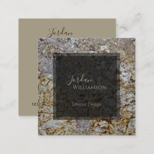 Eleganter, polierter Granit Grau, Rost & Taupe Chi Quadratische Visitenkarte