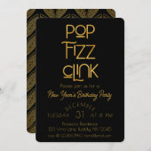 Eleganter Pop Fizz Clink Neujahrsparty Einladung (Vorne/Hinten)