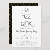 Eleganter Pop Fizz Clink Neujahrsparty Einladung (Vorne/Hinten)