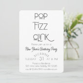 Eleganter Pop Fizz Clink Neujahrsparty Einladung (Stehend Vorderseite)