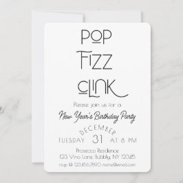 Eleganter Pop Fizz Clink Neujahrsparty Einladung