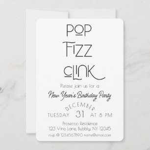 Eleganter Pop Fizz Clink Neujahrsparty Einladung