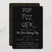 Eleganter Pop Fizz Clink Neujahrsparty Einladung (Vorne/Hinten)