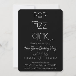 Eleganter Pop Fizz Clink Neujahrsparty Einladung