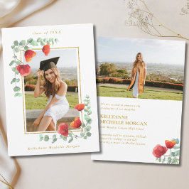 Eleganter Poppy Wasserfarbenflora 2 Foto Abschluss Ankündigung