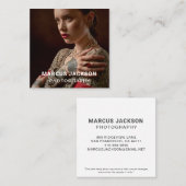 Eleganter Portrait Fotograf Quadratische Visitenkarte (Vorne/Hinten)