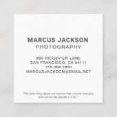 Eleganter Portrait Fotograf Quadratische Visitenkarte (Rückseite)