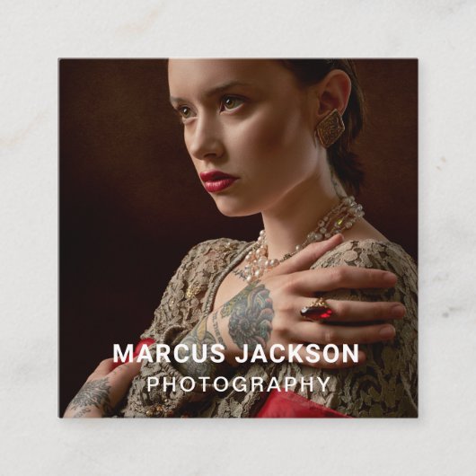 Eleganter Portrait Fotograf Quadratische Visitenkarte (Vorderseite)