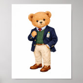 Eleganter Preppy-Polo-Teddybär Poster (Vorne)
