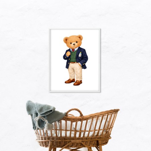 Eleganter Preppy-Polo-Teddybär Poster
