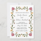 Eleganter Pressed Wildblume Garden Boho Wedding Einladung (Vorderseite)