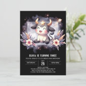 Eleganter Printable Kuh Birthday Einladung (Stehend Vorderseite)