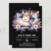 Eleganter Printable Kuh Birthday Einladung (Vorne/Hinten)