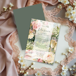 Eleganter Prosecco & Perlen Glitzer-Brautjunggesel Einladung